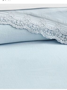 Pottery Barn LoveShackFancy linen duvet with lace trim